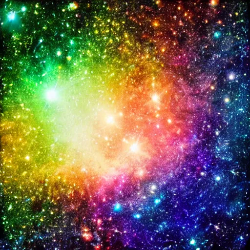 Image similar to prismatic galaxy, luminescent, photorealistic