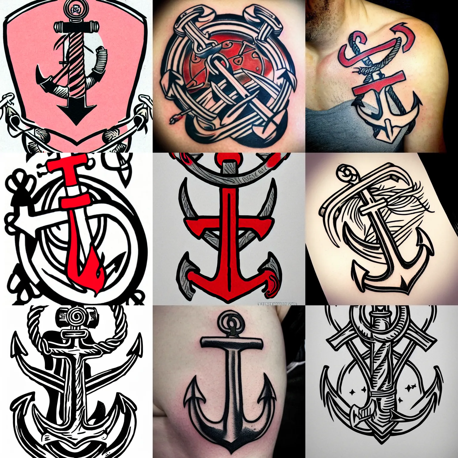 Caravel Compass Anchor Tattoo