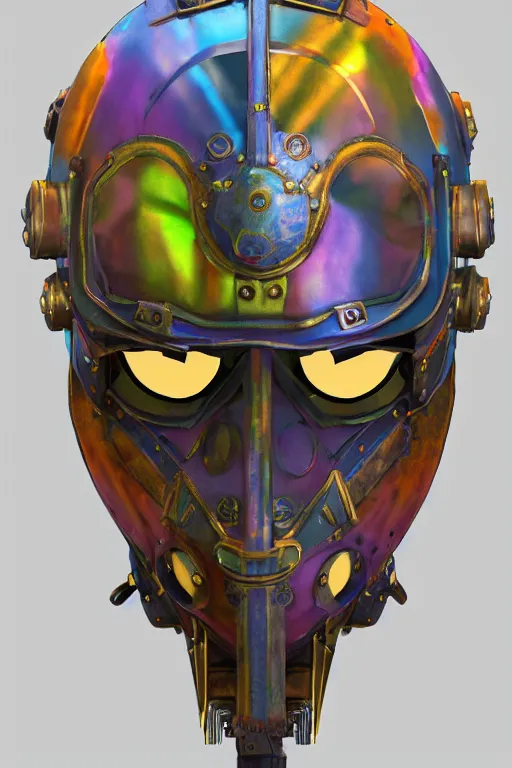 Image similar to colorful vivid steampunk mask minimalist fantasy art robot ninja helmet, global illumination ray tracing hdr fanart arstation by sung choi and eric pfeiffer and gabriel garza and casper konefal