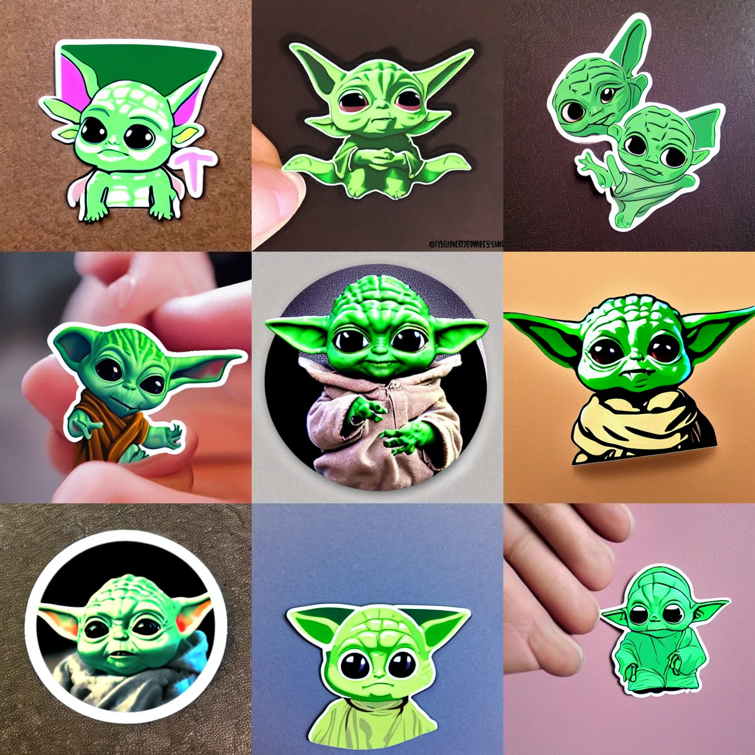 Prompt: cute sticker of baby yoda