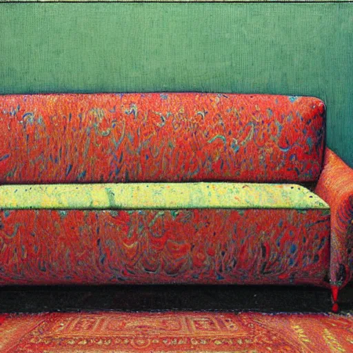 Image similar to psychedelic couch sofa costa blanca, designed by arnold bocklin, jules bastien - lepage, tarsila do amaral, wayne barlowe and gustave baumann, cheval michael, trending on artstation, mediterranean, star, sharp focus, colorful refracted sparkles and lines, soft light, 8 k 4 k