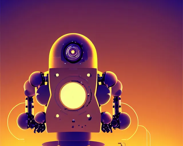 Image similar to mechanical robot inspired by phillipe stark, art by mike winkelmann, golden hour, illustration, highly detailed, simple, smooth and clean vector curves, no jagged lines, vector art, smooth, artstation