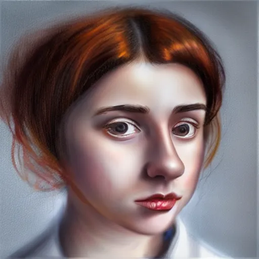 Image similar to https://artbreeder.b-cdn.net/imgs/e304bf5b490f19c85cd53281a2de.jpeg portrait of a welsh teenage girl with brown hair, glowing skin, delicate features, amelie poulain, fantasy, intricate, elegant, dress shirt, highly detailed, digital painting, artstation, concept art, smooth, sharp focus, illustration, art by Krenz Cushart and Artem Demura and alphonse mucha