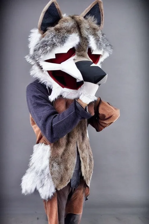 Prompt: an anthropomorphic wolf, fursuit!!!!, cosplay