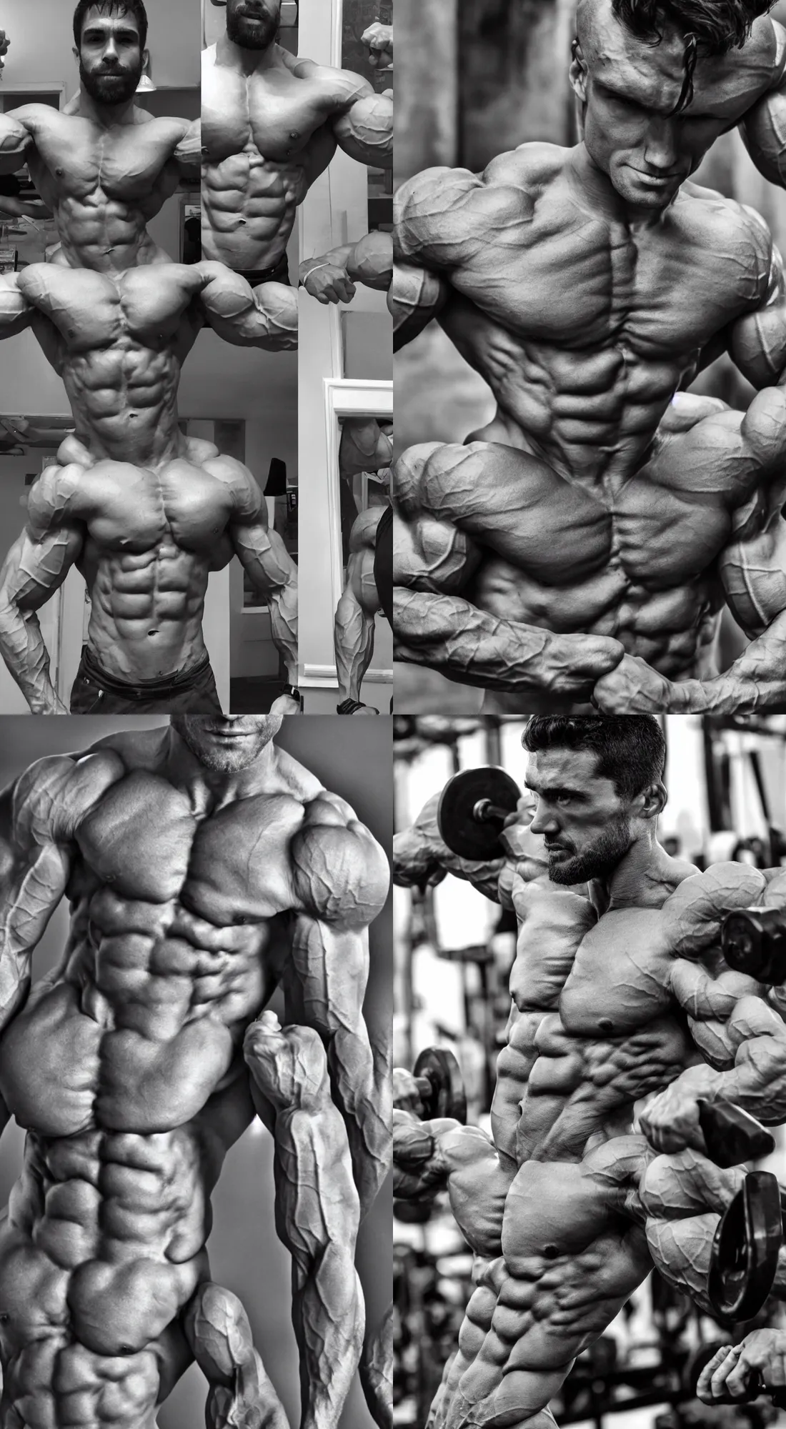 00115 a black and white photo of the greatest gigachad, huge upper body,  musclular, shirtless, oiled - ImgPile