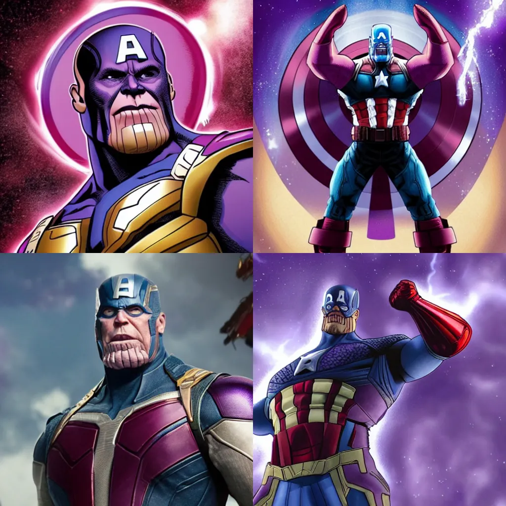 Prompt: Thanos as captain America