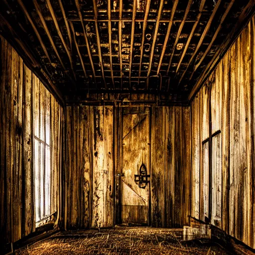 Image similar to cronenbergian creature, southern gothic, inside of an old wooden church in louisiana, dark and intricate photograph