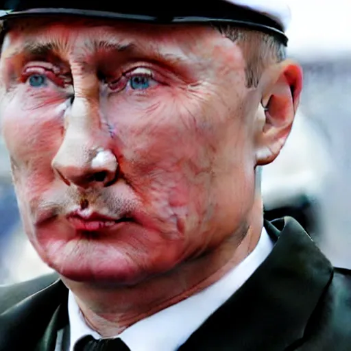 Image similar to Putin looks like Hitler, photography,