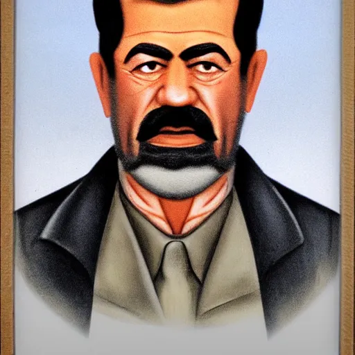 Image similar to civil war dageurrotype of saddam hussein, realistic,