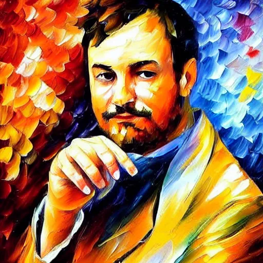 Image similar to a portrait of a man by leonid afremov