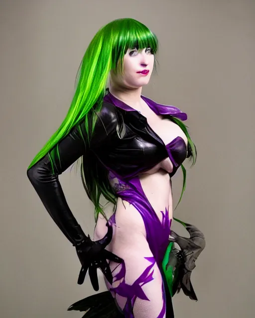 Prompt: if morrigan aensland were a real person, photograph