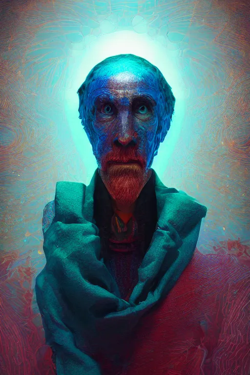 Prompt: portrait of a hyperdimensional jester, 4k detailed hyperrealistic digital photo by Beeple, Gustave Dore, Artstation, CGsociety