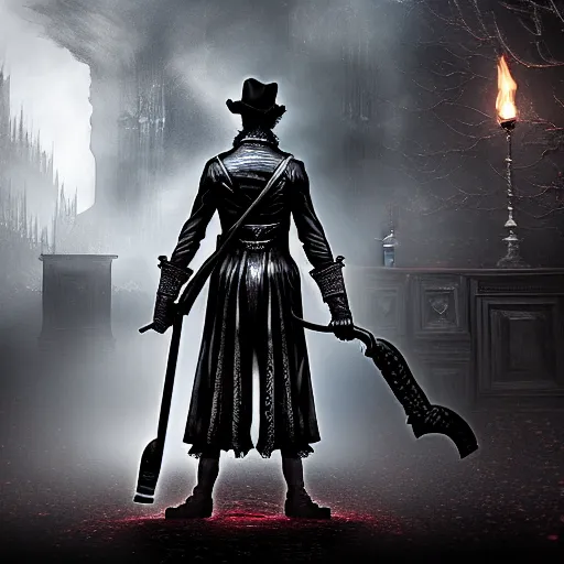 Image similar to abe lincoln in bloodborne. from software. ps 4