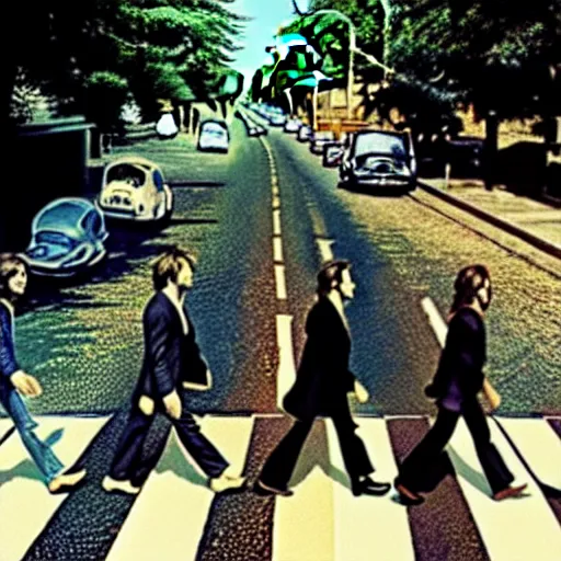 Prompt: The Beatles - Abbey Road album cover