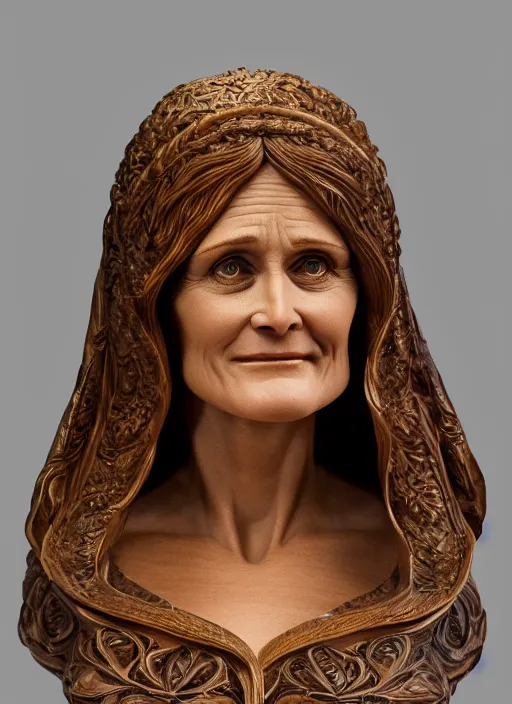 Prompt: high intricate bust of an margot kidder 1 9 7 0 carved from wood in baroque style, studio light, maria panfilova, andrea savchenko, mike kime, ludovic plouffe, qi sheng luo, oliver cook, trending on artstation