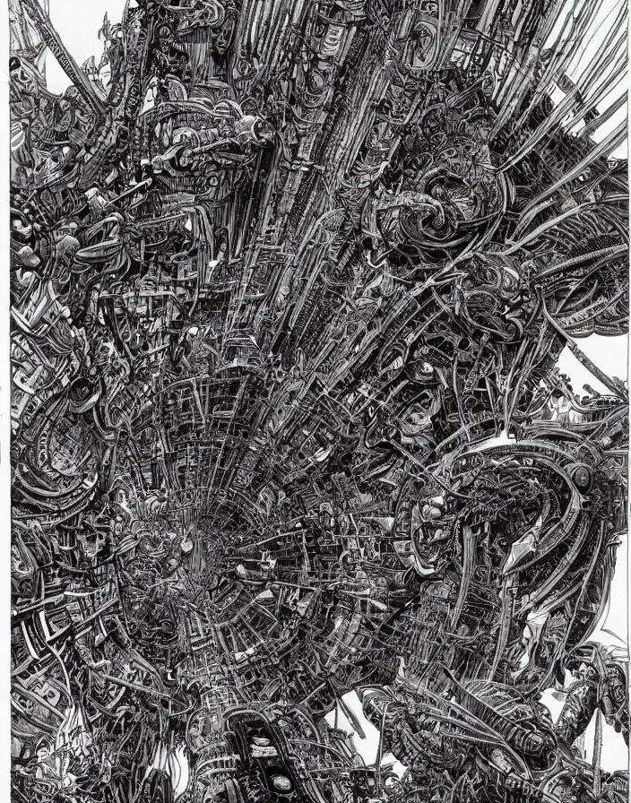 Prompt: hyper detailed industraial & utility by philippe druillet