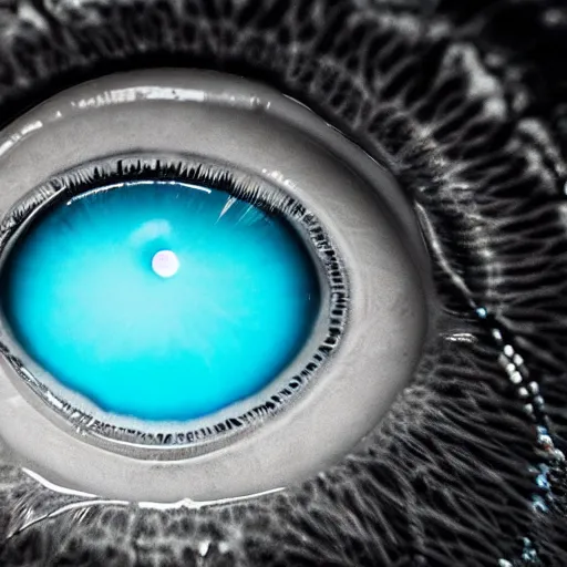 Image similar to eyeball underwater, award winning cyan and white photography, high contrast, high definition