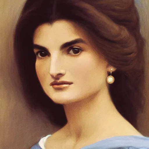 Image similar to painting of jacqueline kennedy. art by william adolphe bouguereau. during golden hour. extremely detailed. beautiful. 4 k. award - winning.