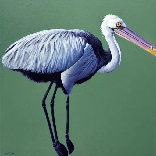 Prompt: An oil painting of a shoebill stork, 4k artstation