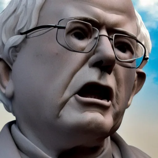 Image similar to realistic marble statue of president bernie sanders, hd 4 k hyper realistic