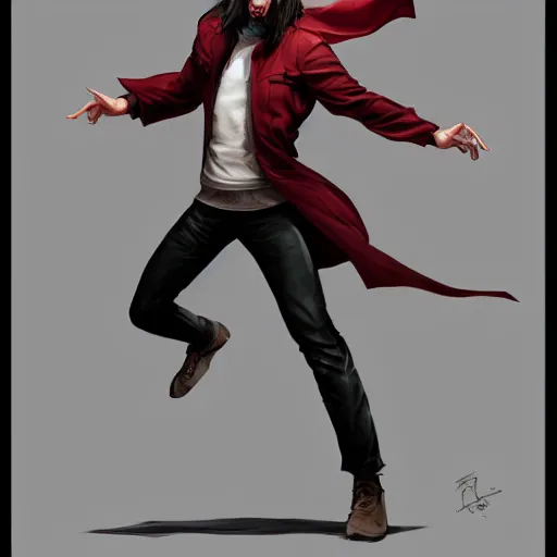 Prompt: character concept art of keanu reeves in a dynamic pose | cute - fine face, pretty face, realistic shaded perfect face, fine details by stanley artgerm lau, wlop, rossdraws, james jean, andrei riabovitchev, marc simonetti, and sakimichan, tranding on artstation