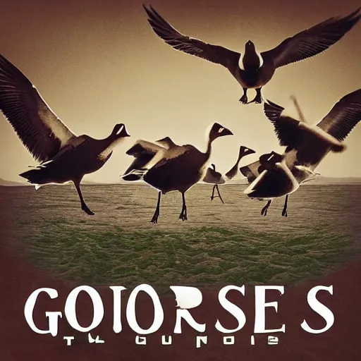 Image similar to geese the album, album cover, hip hop, photo, dim lightning,