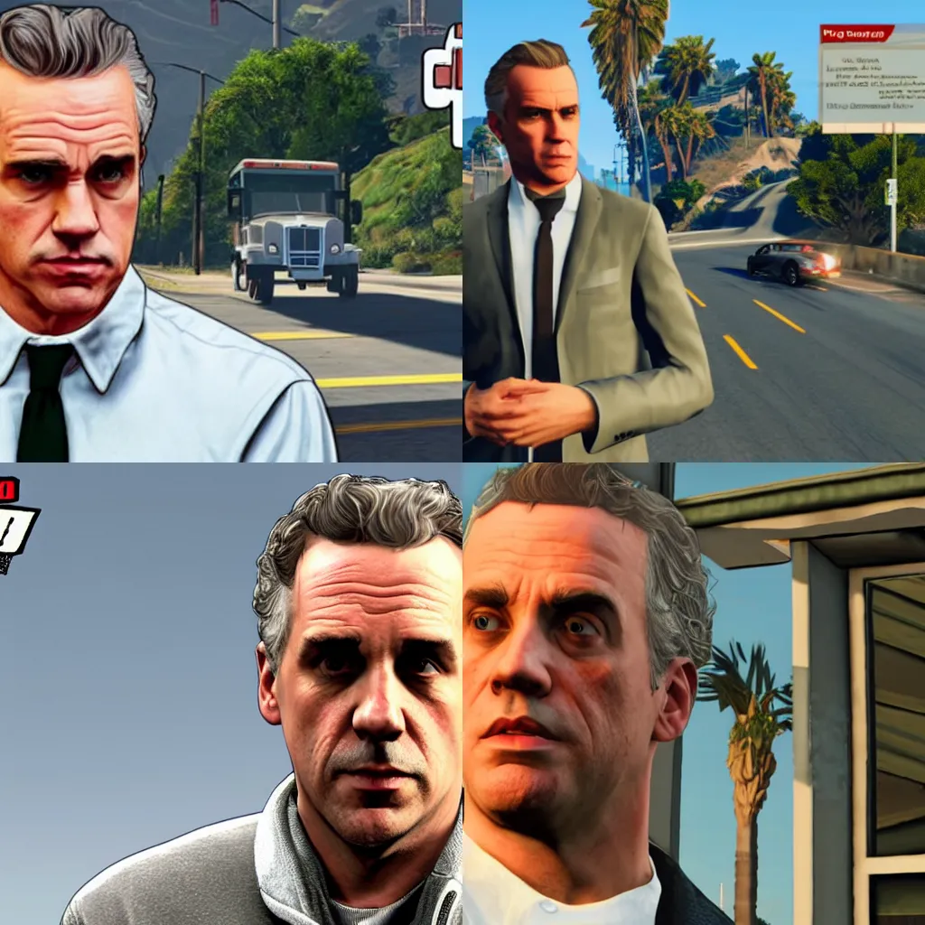 Prompt: jordan peterson in GTAV