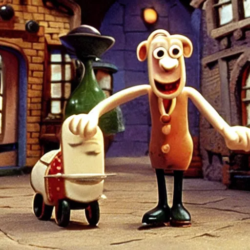 Prompt: wallace and gromit life action