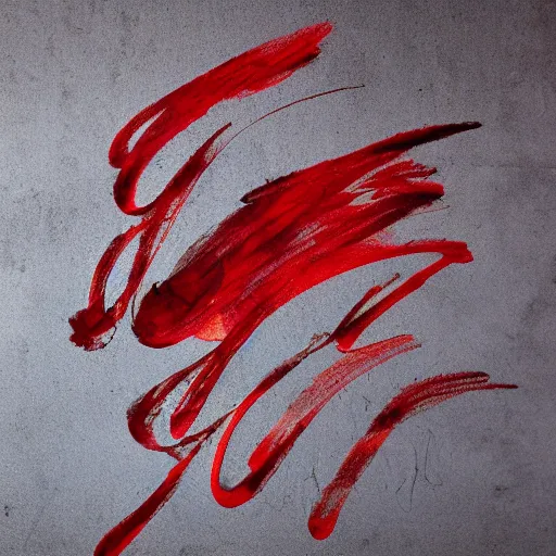 Prompt: red calligraghy inspired by fire on a black wall, 5 0 mm