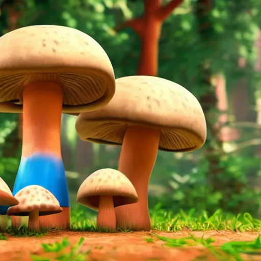 Prompt: mushroom people, nintendo switch, sentient fungus, mushroom cap, cute, funny, 8 k render, high - definition