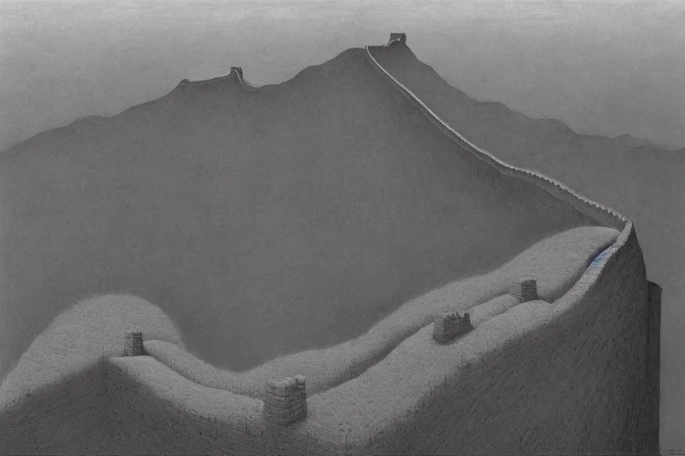 Prompt: the great wall, zdzisław beksinski.