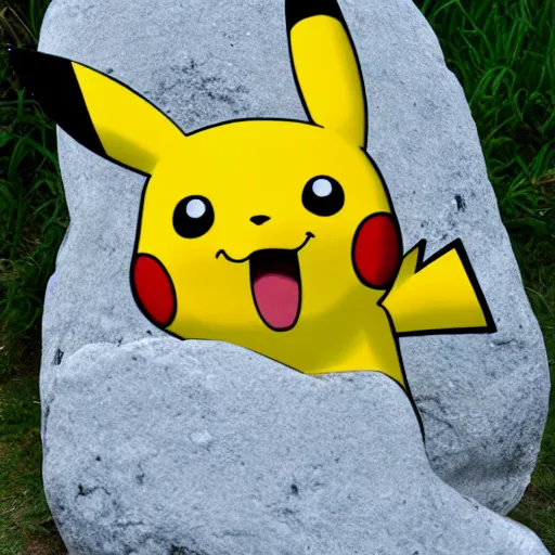 Image similar to Pikachu made out of stone