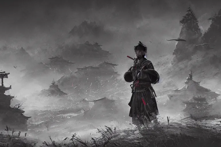 Image similar to ghost of tsushima, by phil borges