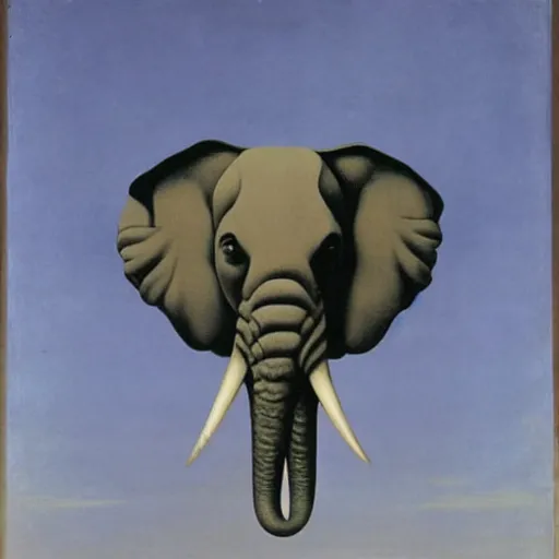 Prompt: a flying elephant with glasses by magritte