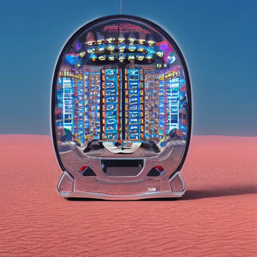 Prompt: a pachinko machine in the desert, by Moebius, high quality, sharp focus, 8k, trending on Artstation, surreal