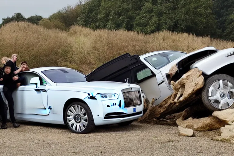 Image similar to stoned teenagers decided to drown Rolls-Royce