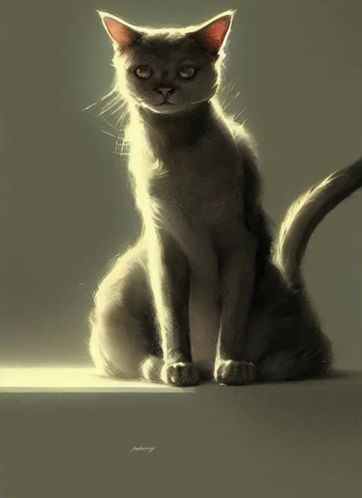 Image similar to a cat thinking about what he had done, everything slowly falling, elegant, highly detailed, digital illustration, trending in artstation, trending in pinterest, glamor photo, concept art, smooth, sharp focus, art by artgerm and greg rutkowski