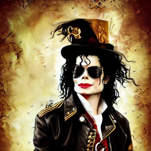 Image similar to michael jackson steampunk, creative photo manipulation, photoshop, digital art