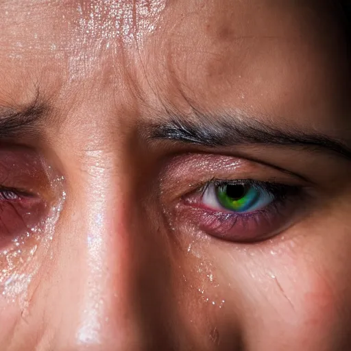 Image similar to first - person close - up photograph of a crying woman, 4 k, professional photography