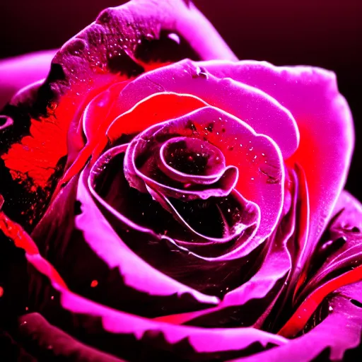 Image similar to award - winning macro of a beautiful black rose made of molten magma and nebulae on black background by harold davis, georgia o'keeffe and harold feinstein, highly detailed, hyper - realistic, fiery texture, inner glow, trending on deviantart, artstation and flickr, nasa space photography, national geographic