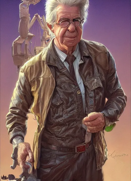 Image similar to portrait of Clu Gulager, highly detailed, centered, solid color background, digital painting, artstation, concept art, smooth, sharp focus, illustration, artgerm, donato giancola, Joseph Christian Leyendecker, Les Edwards, Ed Repka, WLOP