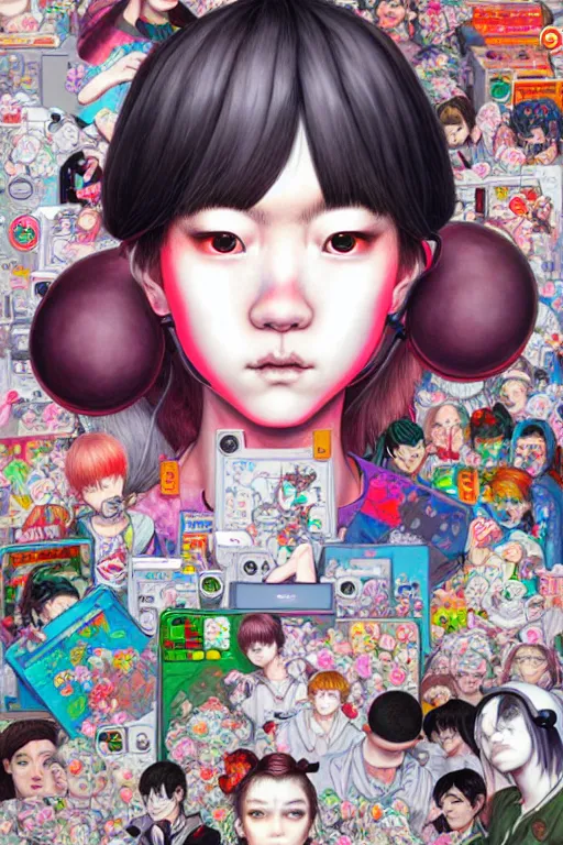 Prompt: video game system, style of yoshii chie and hikari shimoda and martine johanna, highly detailed