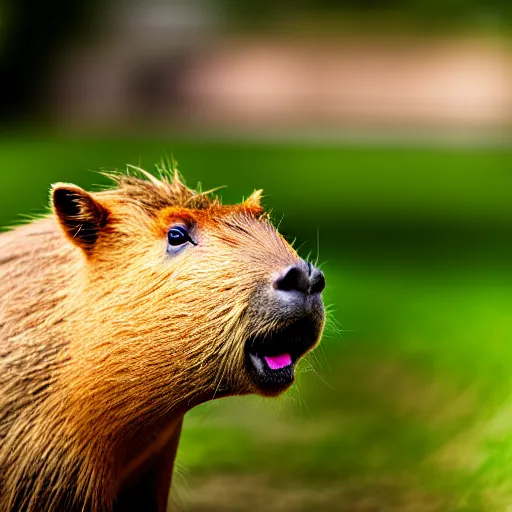 Image similar to cute capybara eating a nvidia gpu with cooling fans, chewing on a graphic card, wildlife photography, bokeh, sharp focus, 3 5 mm, taken by sony a 7 r, 4 k, award winning