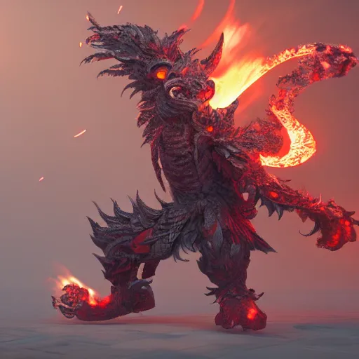 Image similar to fire wielding elemental being, character concept, hyper detailed, fractal, ray tracing, 4k