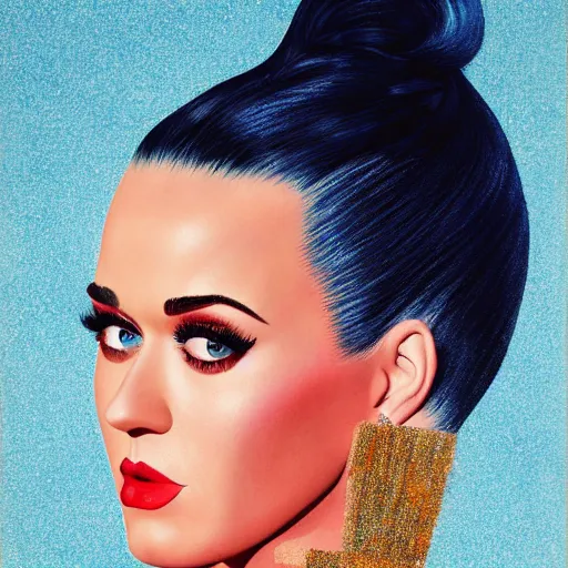 Prompt: katy perry, head and shoulders portrait, extremely detailed masterpiece, one single continues line.