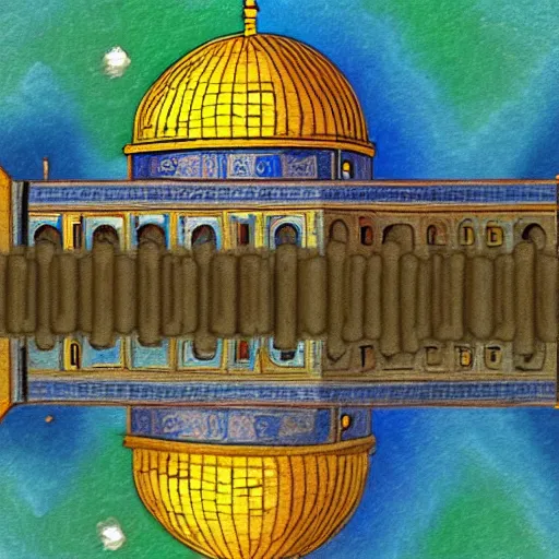 Prompt: dome of the rock, in style of van gogh
