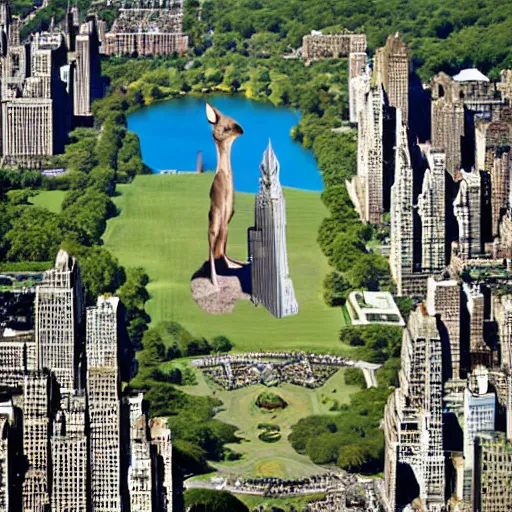 Prompt: badly photoshoped anubis in the top view of central park