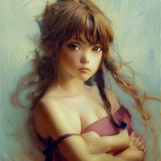 Prompt: detailed portrait of pretty pouting anime girl, painting by gaston bussiere, craig mullins, j. c. leyendecker