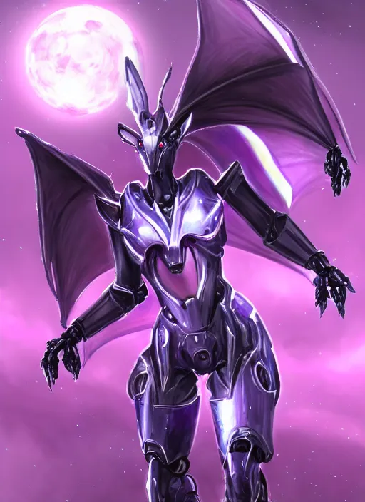 Image similar to cinematic goddess full shot, beautiful stunning hot anthropomorphic robot mecha female dragon, sleek dragon head, metal ears, led purple eyes, smooth fuschia skin, smooth silver armor, floating in space, eating a planet, epic proportions, epic size, epic detail, furry art, dragon art, giantess art, warframe fanart, furaffinity, octane