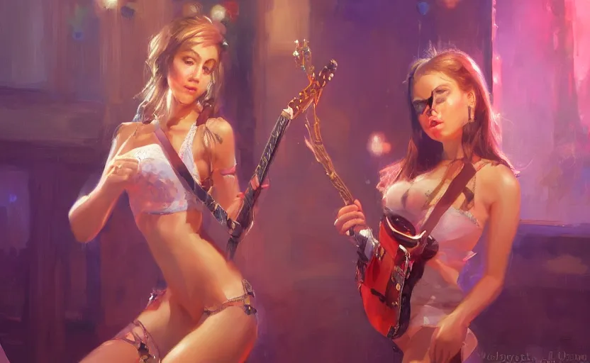 Image similar to rockstar girl on stage. by konstantin razumov, by william - adolphe bouguerea, pixar, artstation trending, concept art, digital art, digital painting, dramatic lighting, sharp focus, highly detailed, vxf movie, cinematic